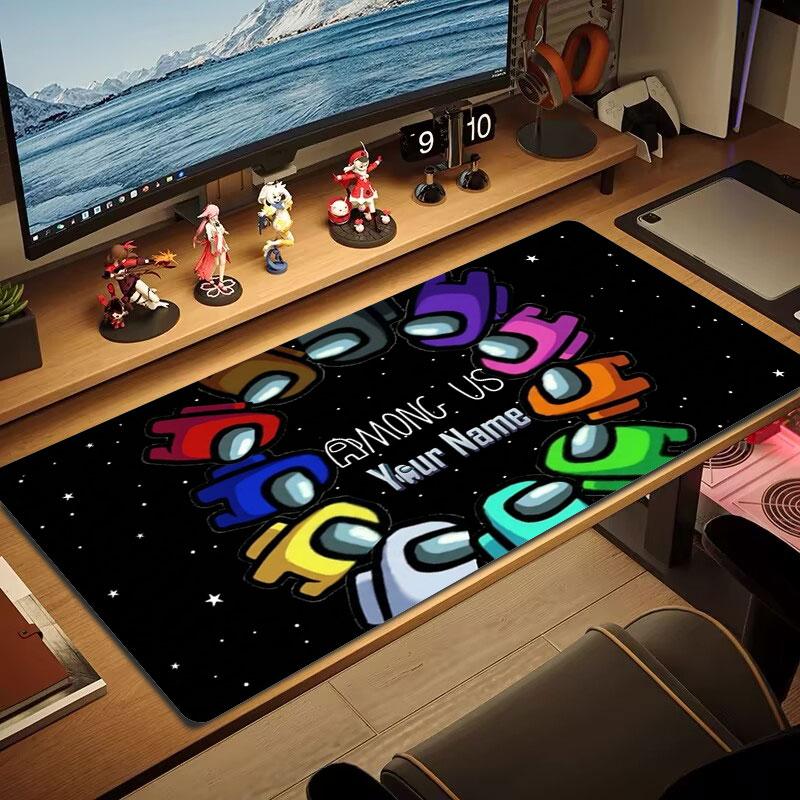 Among Us Custom Name Large Size Mouse Pad Large Gaming Table Cushion Non-slip Laptop Tablet Big Mousepad XXL Mat Mini PC Playmat With Lock edge
