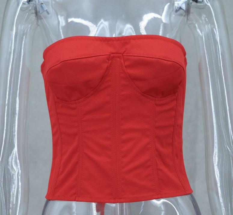 

Європейсько-американський весняно-літній сексуальний комплект з бандо на шнурівці «риб яча кістка» та квіткової спідниці - LX0107 Small