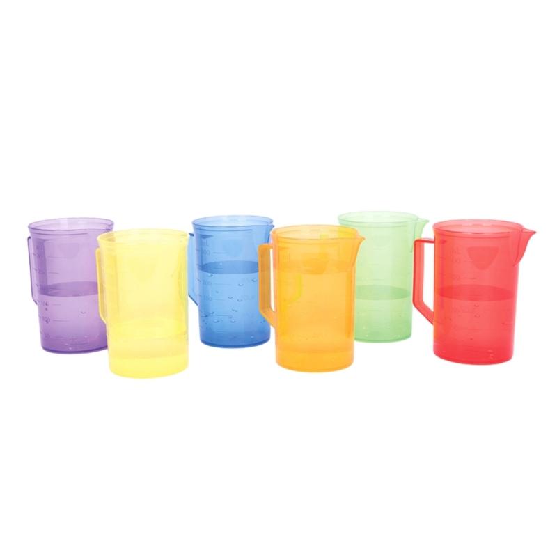 

Набор из 6 разноцветных мерных стаканов, сенсорный игровой набор, кувшины для игры с песком для малышей, исследование песка и воды, развивающая игрушка 1