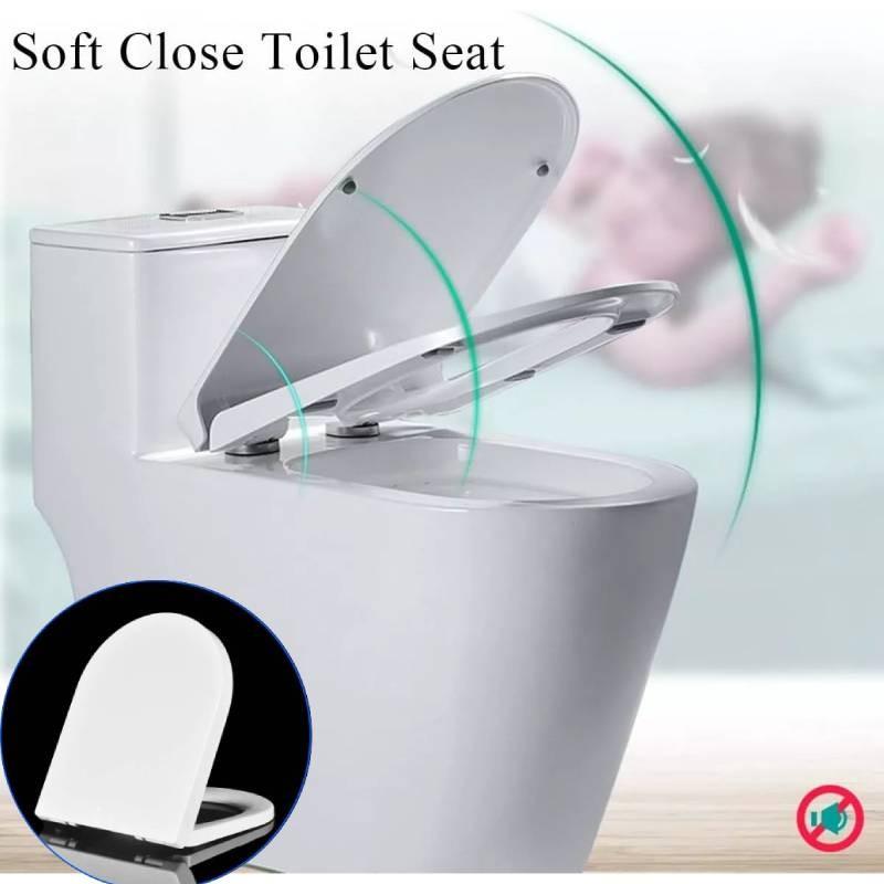 Universal White Toilet Seat Cover Soft Close Quick Install Durable Urea Resin Thick Design