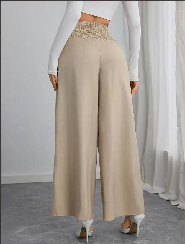 2025 High-Waisted Slimming Chain Ruched Wide-Leg Pants for Spring and Autumn