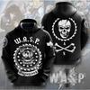 Moletom com Capuz Estampa 3D da Banda WASP Rock Masculino Feminino Moda W.A.S.P. Conjunto de Treino Tour Moletom Casual Roupas de Inverno Casaco para Adolescente