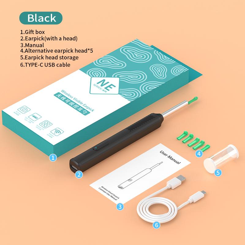 

Беспроводной визуальный очиститель ушной серы с камерой, эндоскоп 1296P, светящийся отоскоп, инструмент для чистки ушей