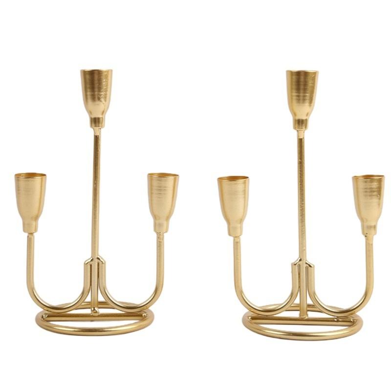 Retro 3 Arm Iron Candelabra Taper Candlestick Candle Holders For Table Centerpiece And Ambients Lighting Home Decoration