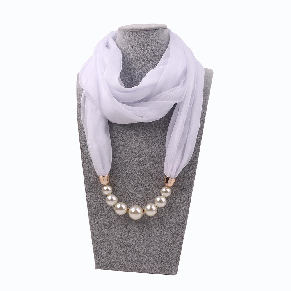 Elegant Chiffon Scarf Necklace with Pearl Beads – Stylish Women’s Fashion Accessory for Casual and Formal Wear