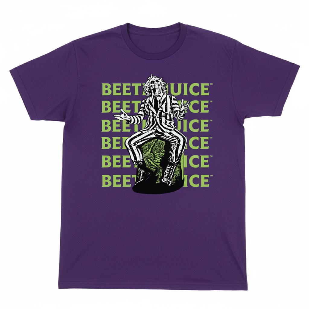 Beetlejuice Boys Pose Cotton Repeat Logo T-Shirt