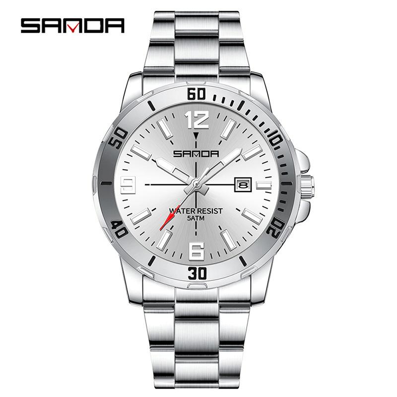 SANDA Business Men's Quartz Watch Large Dial Waterproof Calendar Night Light New Men's Quartz Watch