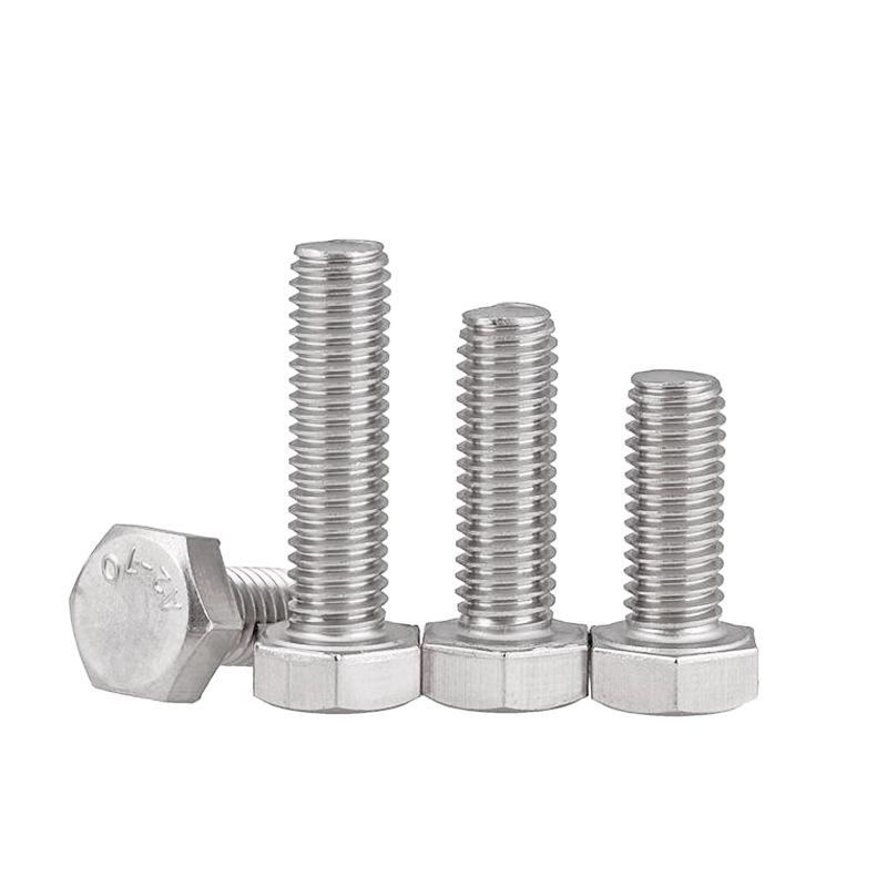 304 Stainless Steel Hex Head Bolt, Full Thread Machine Screw, Sizes M3-M16