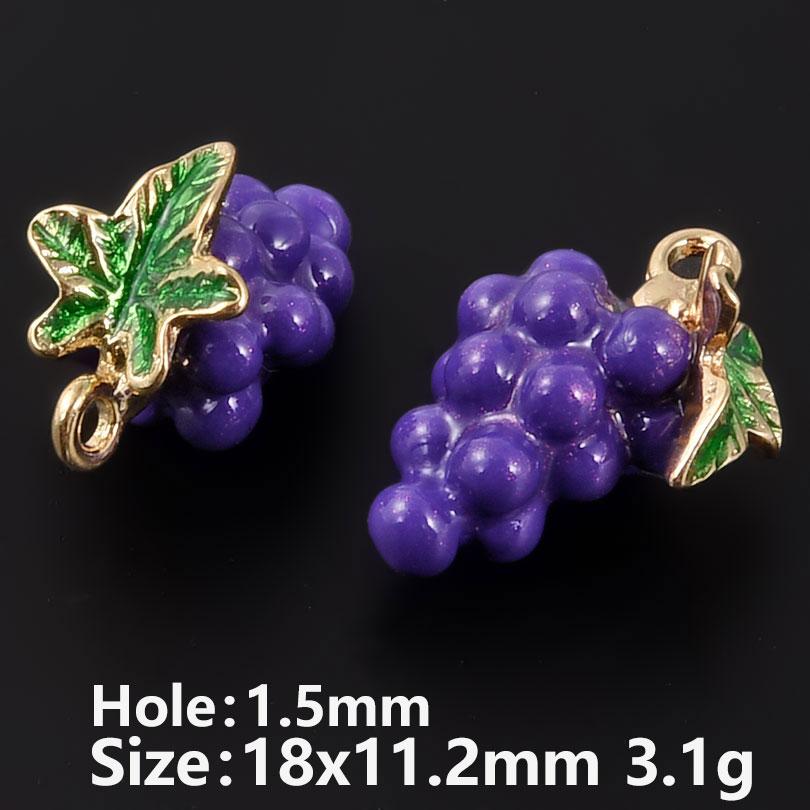 5pcs Three-Dimensional Enamel Fruit Charm Grape Peach Watermelon Alloy Oil Drop Charms For Jewelry Making Supplies DIY Earrings
