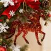 1/4Pcs Golden Flame Horse Christmas Ornament 2D Flat Christmas Horse Pendant Xmas Tree Hanging Pendent New Year Gifts Keychain