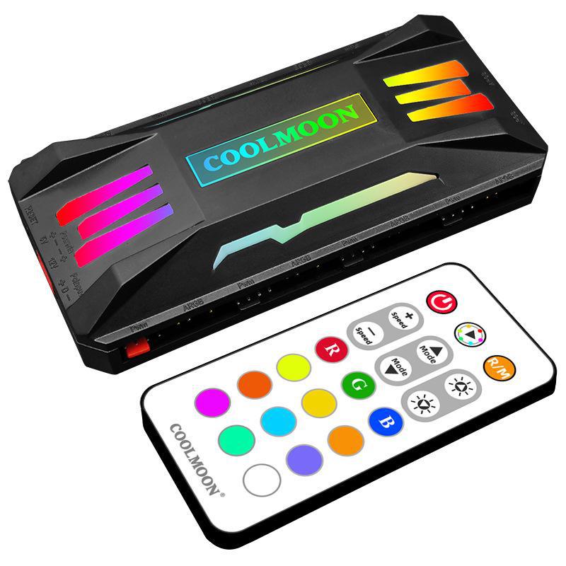 5V 3-pin ARGB Sync Fan Controller with PWM Temperature Control & Wireless Remote