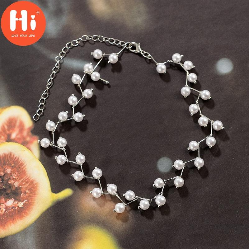 Hi Necklaces Elegant White Imitation Pearls Short Choker Necklace Handmade Neck Jewelry for Women