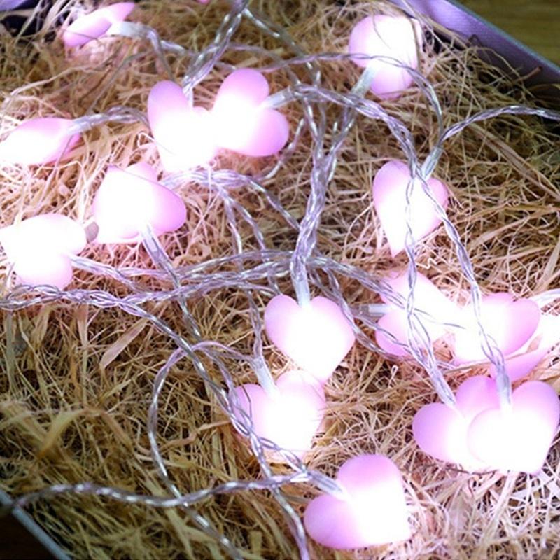 10Led/20Led/30Led Dragoste în formă de inimă Baterie Led șir Lumini zâne Lampă de noapte Crăciun Weddi