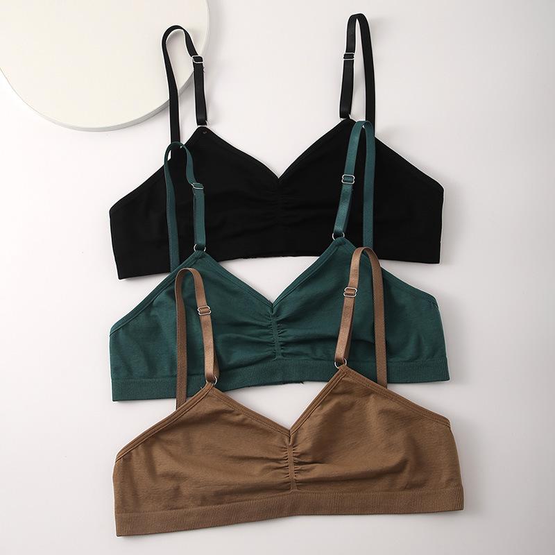 European Size Women's Solid Color Single Cup Bra Seamless No Steel Ring Push Up Underwear Summer Thin Large Size Bralette