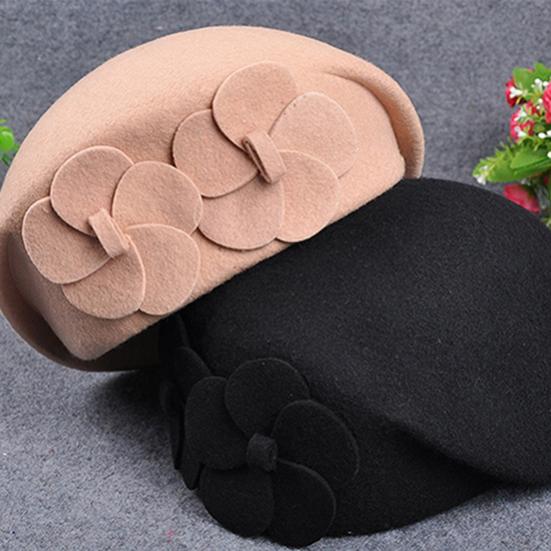 Fashion Women's Beret Baggy Beanie Hat Double Flower Airline Stewardess Cap