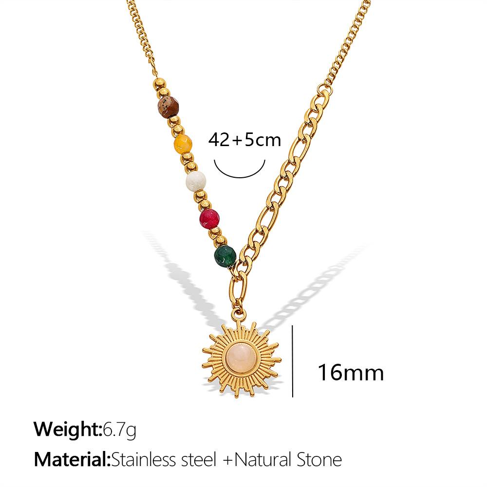 Opal Sun Color Natural Stone Pendant Daily Simple Accessories Elegant Jewelry