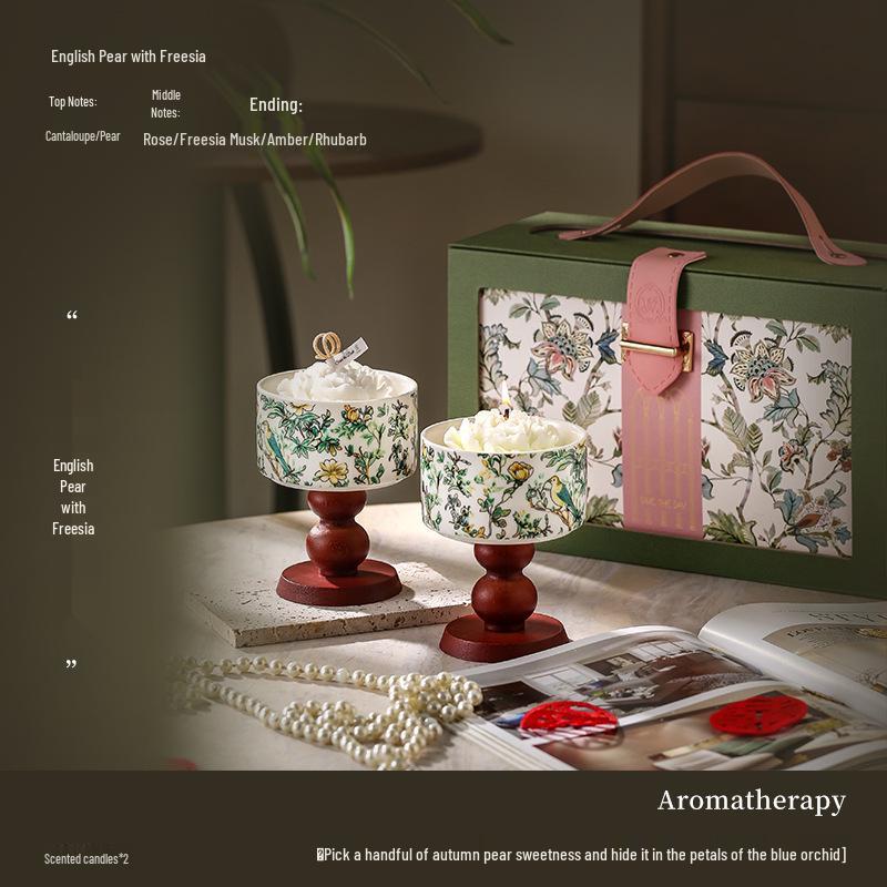 Camellia Scented Candle & Essential Oil Gift Set with Ceramic Diffuser - Hotel Room Fragrance & Deodorizer