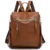 Women's PU Backpack with Patchwork Design Large Capacity Shoulder Bag for Daily Travel