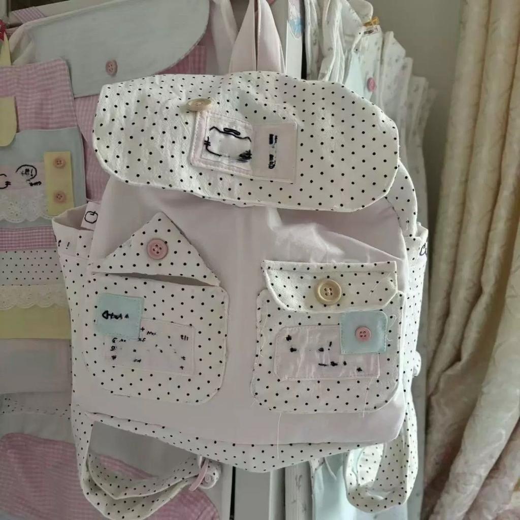 HELLO New Original Design Girly Heart Backpack Floral High-Value Large Capacity College Student Commuter Backpack