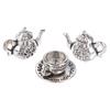 3Pcs 1:12 Dollhouse Miniture Teapot Cup Plate Toy Metal Tea Set Accessories