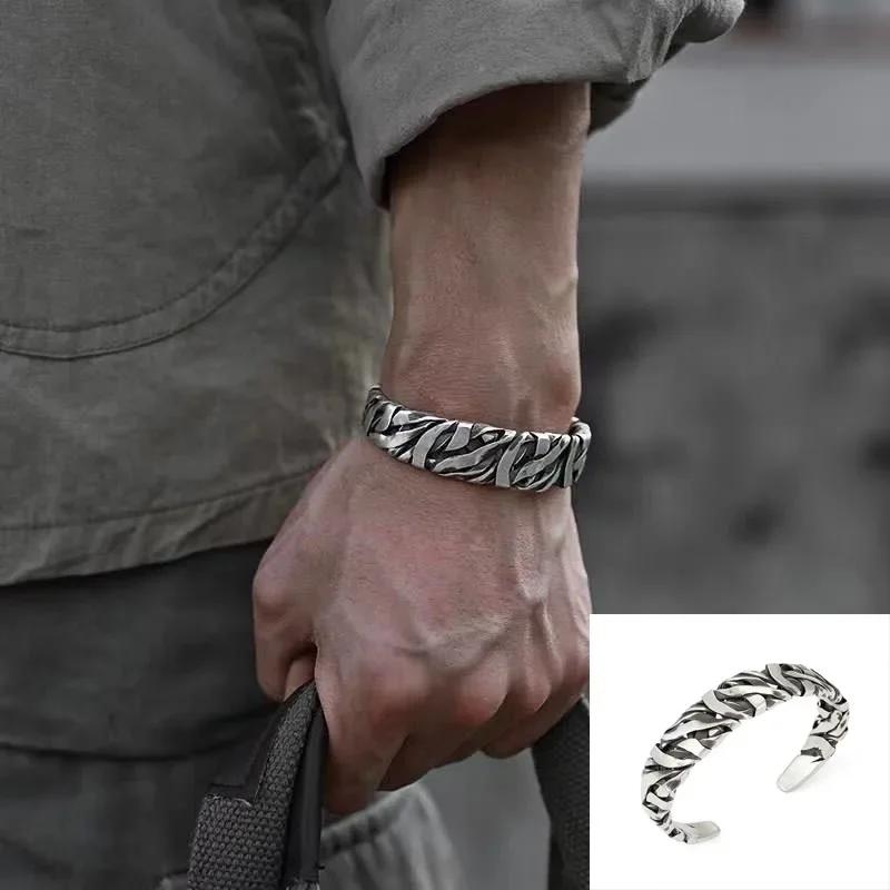 Fashionable Wings Feather Adjustable Cuff Bracelet for Men Trendy Open Design Lucky Jewelry Gift