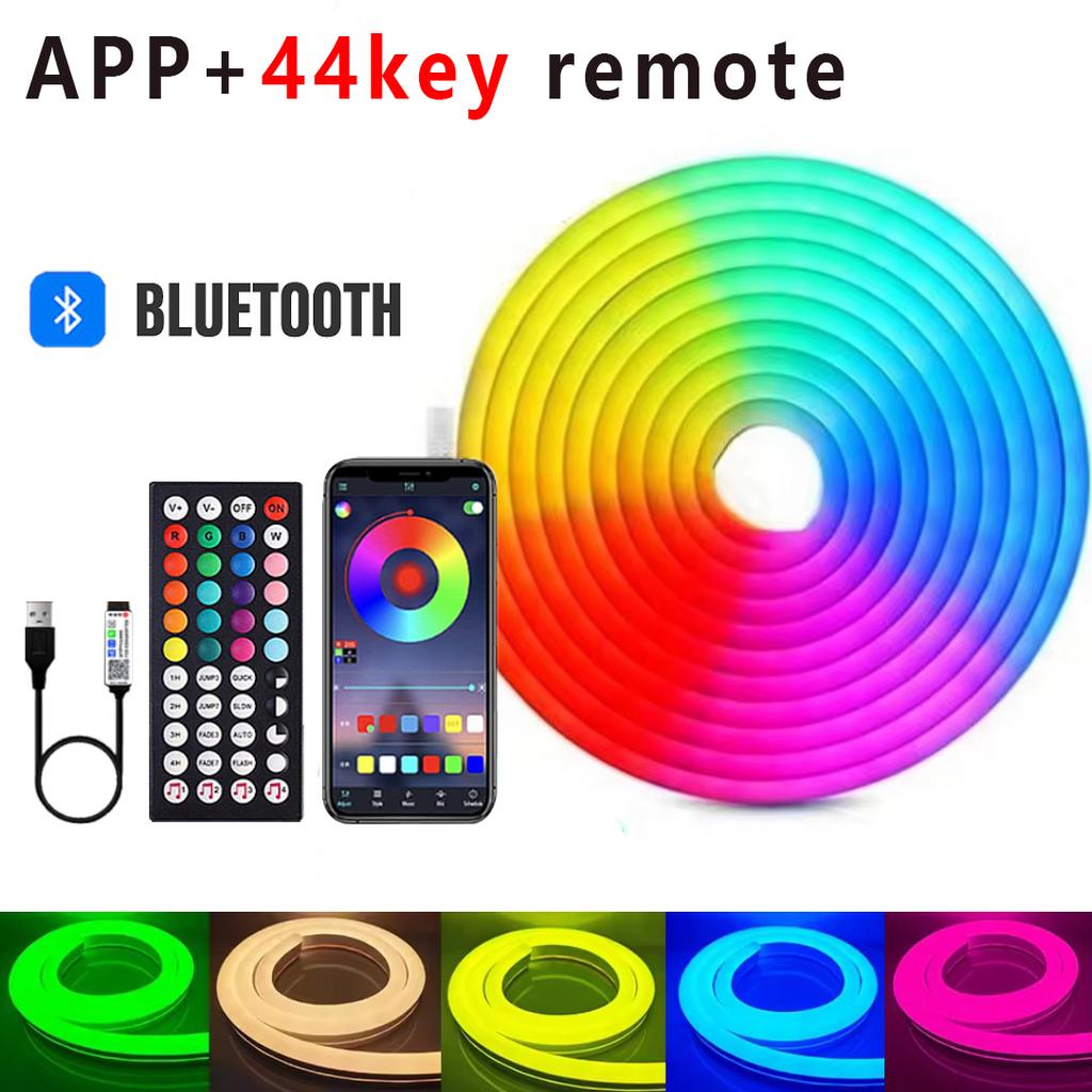 5V USB RGB Neon LED Strip Light Waterproof LED Neon Strip Music Sync With Bluetooth App Remote Control For Home Decor Lighting