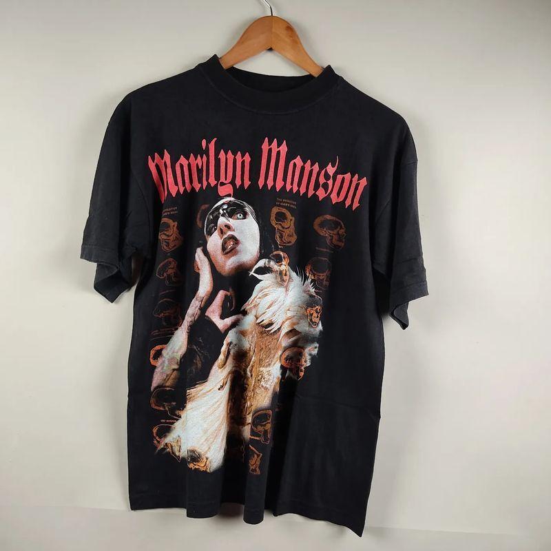 2001 Marilyn Manson Guns God and Government World Tour Unisex Tshirt KH5806 XL