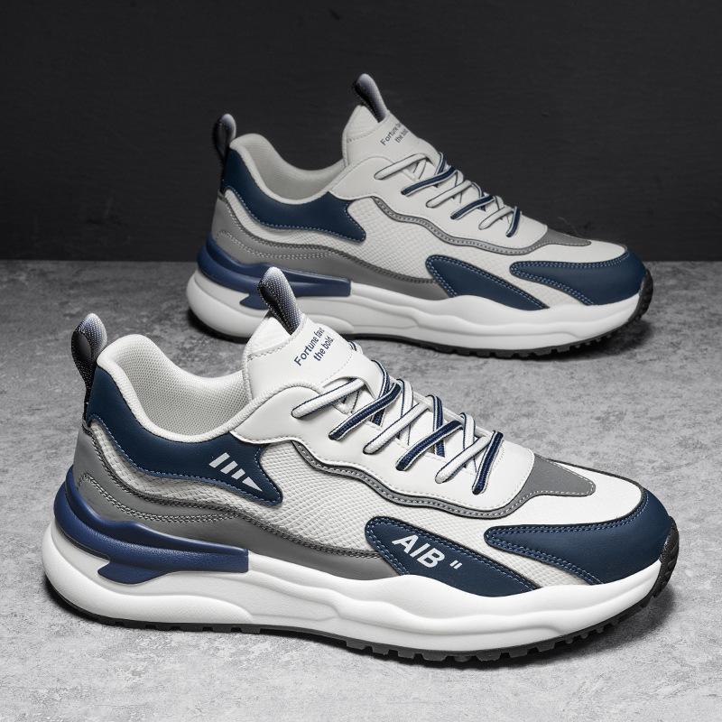 Autumn live broadcast new leather sneakers comfortable soft-soled dad shoes daily casual basketball shoes running men's shoes