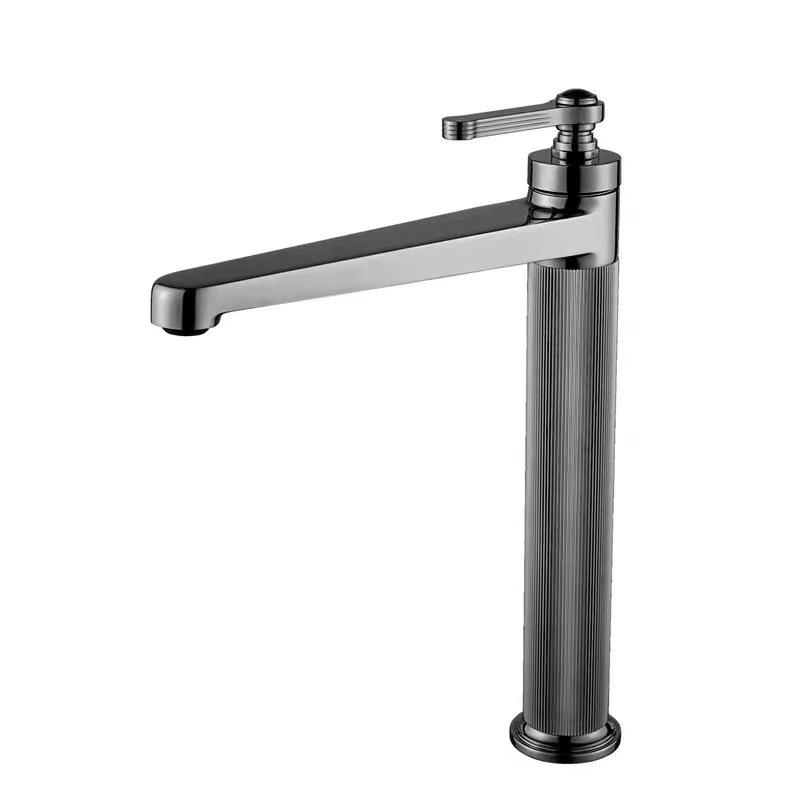Modern Single-Hole Single Handle Chrome Brass Bathroom Faucet with Ceramic Valve Core (Dark Grey,Brass) темно серый