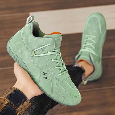 Mocassins da moda sapatos esportivos casuais masculinos couro verde cano alto cadarço sapatos de treino moda retrô sapatos de corrida tendência 2025 venda