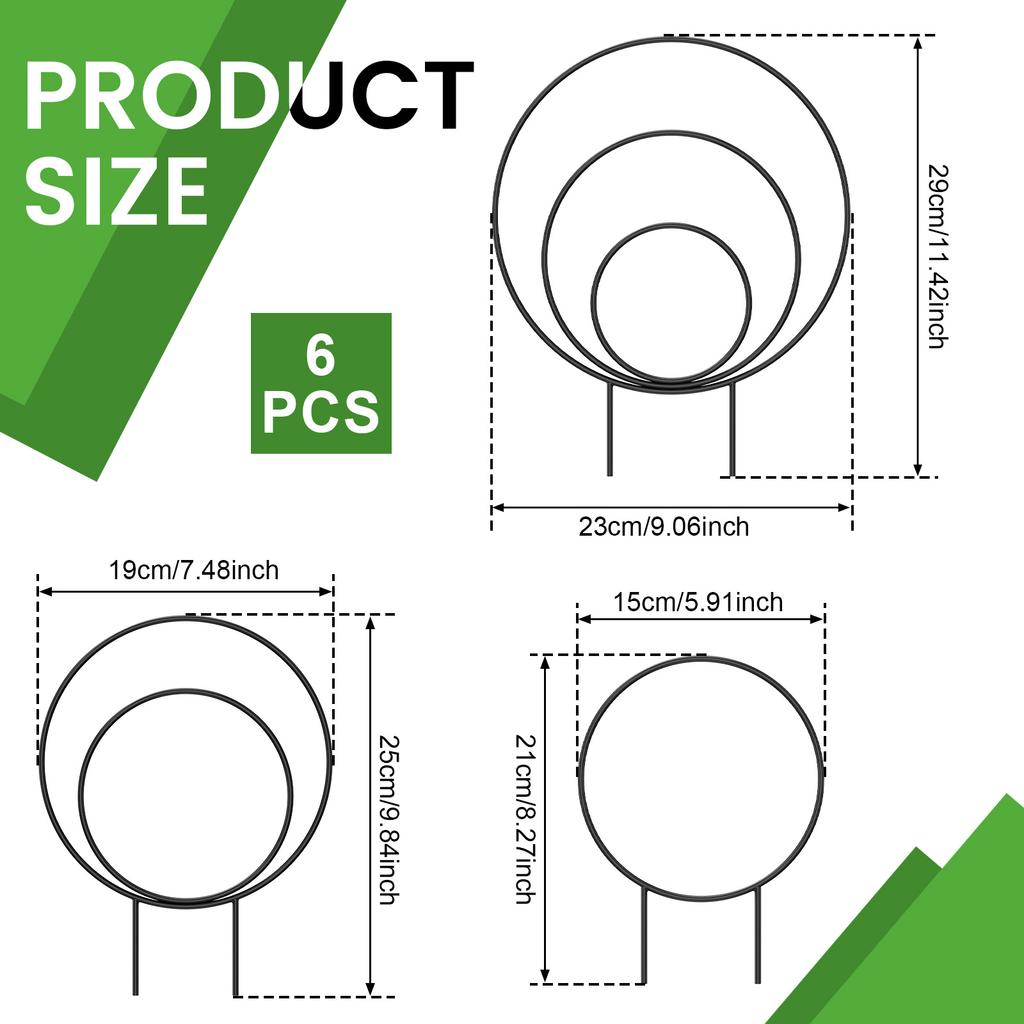 6 Stück Pflanzenstützstab Ständer Rund Garten Wein Klettergestell Metall Balkon Bonsai Blume Befestigungsstab Spalier