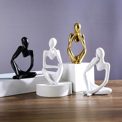 3 Bucăți Rășină Stil Gânditor Statuie Abstractă Colecționabilă Figurină Gânditoare Sculptură pentru Casă Birou Raft de Cărți Decor Desktop
