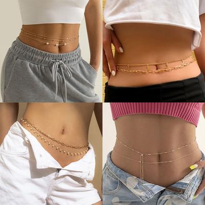 Accessoires Sexy pour Femmes Filles Bijoux de Corps Été Plage Perles Chaînes de Ventre Chaîne de Taille Superposée