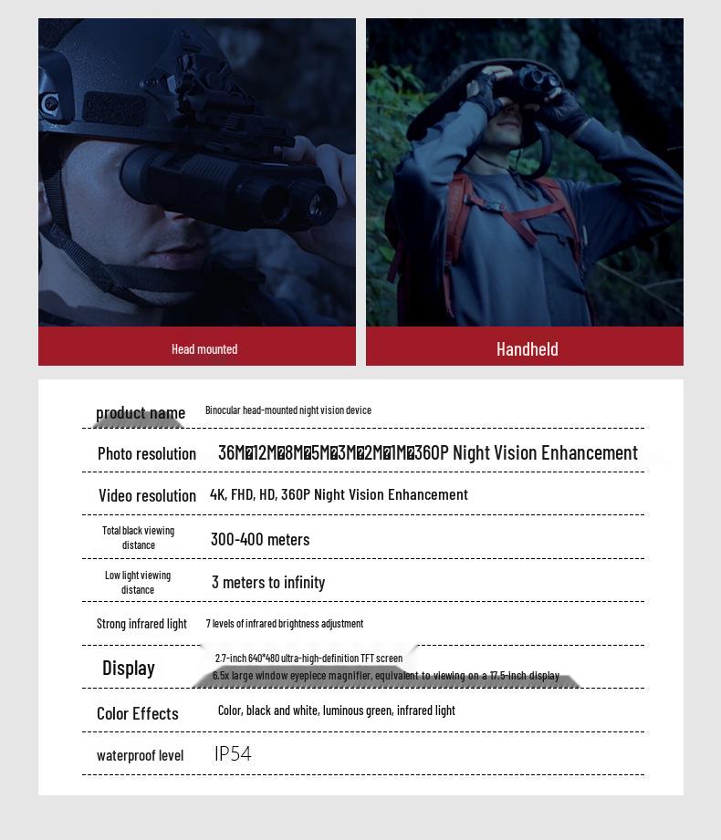 HD Infrared Night Vision Binoculars Telescope with Full Color & Low Light Capability