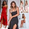 Elegant Women Sleeveless Ruffle Asymmetric Cocktail Long Maxi Sun Dress For Summer
