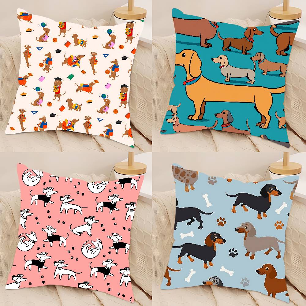 Söt Tecknad Tax Kuddfodral Avtagbart Tvättbart Kuddfodral – Mjukt Linne för Alla Årstider