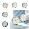 Non-Ticking Nordic Alarm Clock Round Table Clock Battery Operated Frosted Metal Clock  Bedroom