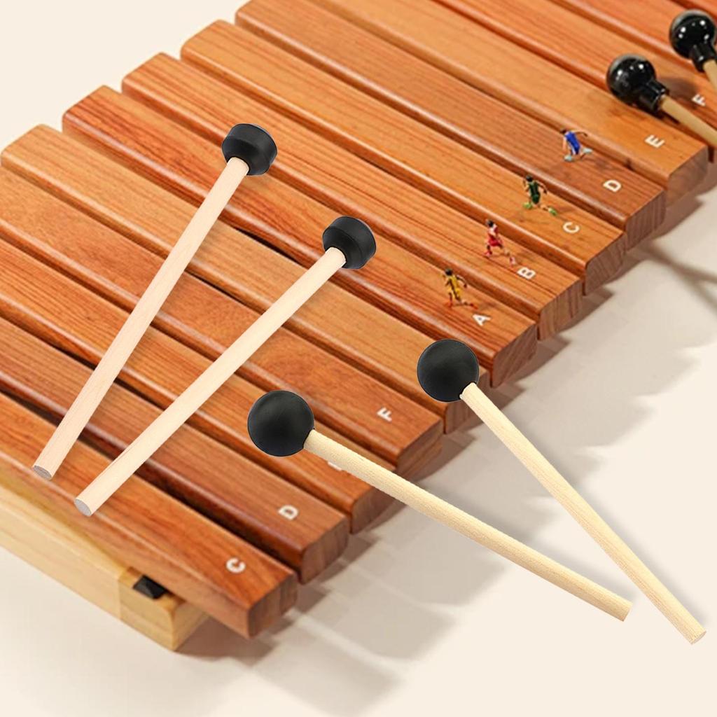 2 Pieces Percussion Drumsticks, Rubber Head Professional Steel Drum Mallets, Wood Handle for Performance, Glockenspiel