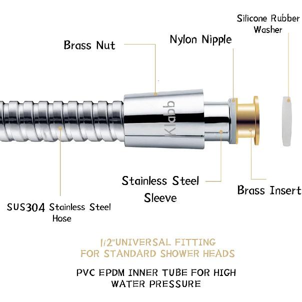Klabb Shower Hose 96 Inches Extra Long Shower Hose Extension Klabb Stainless Steel Shower Head Hose Extra Long Flexible and Durable with Brass Insert