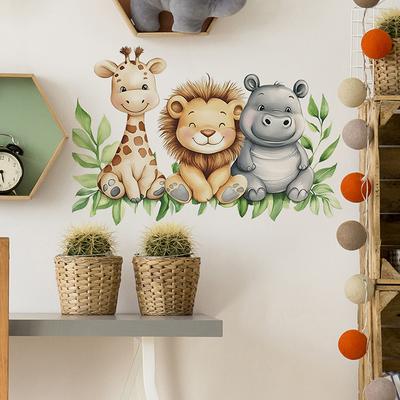 Caton Zürafa Aslan Su Aygırı Duvar Çıkartmaları Çocuk Odası Yatak Odası Arka Plan Dekorasyonu Duvar Kağıdı Ev Dekorasyonu Çıkartması