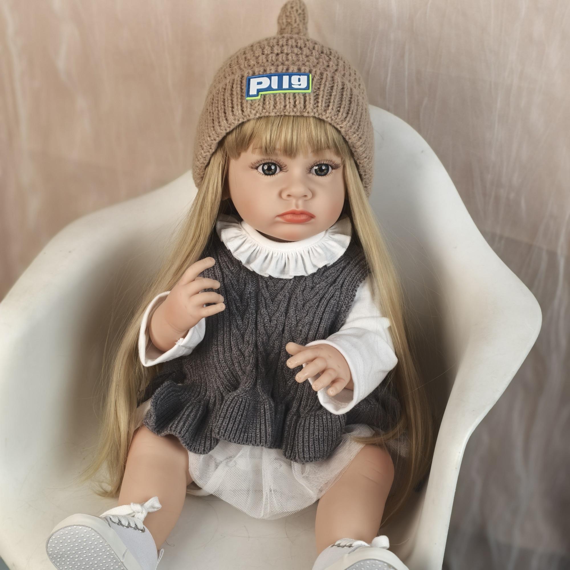 

Милые куклы-реборн 55 см, модель куклы из винила и силикона, с золотыми волосами, модные, подарки на день рождения и Рождество, игрушка 22 inch about 55 cm