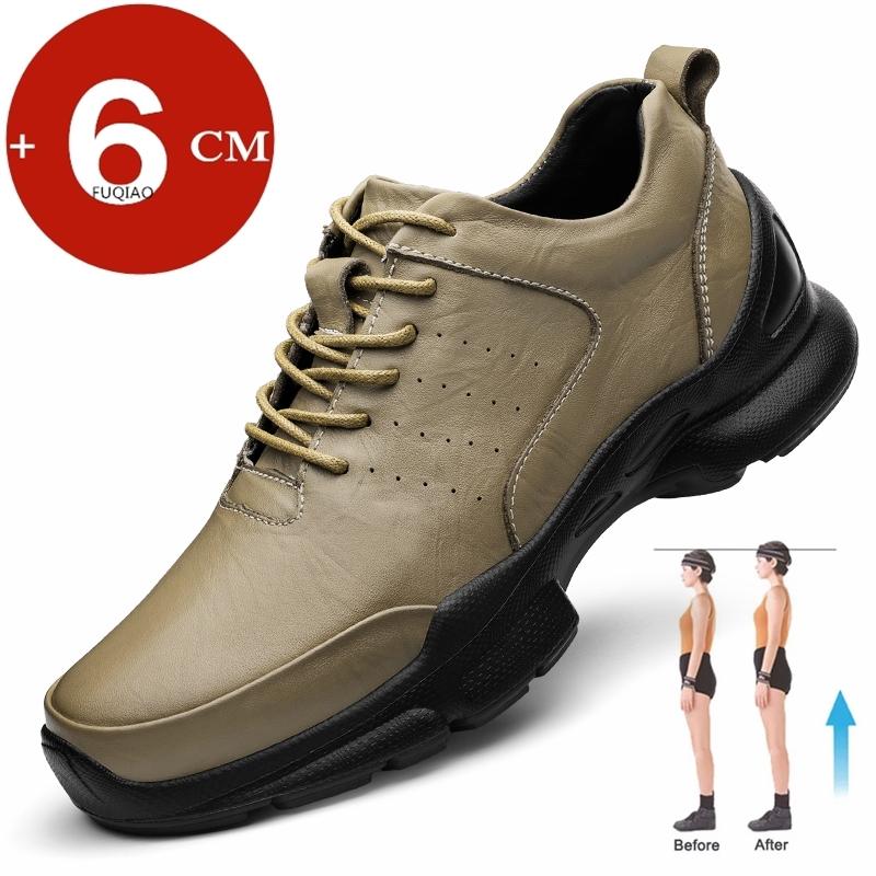 

Hollow Breathable Men Cowhide Oxford Casual Elevator Shoes Outdoor Lightweight Commuting Thick Soled 6CM Height Increase Sneaker 36