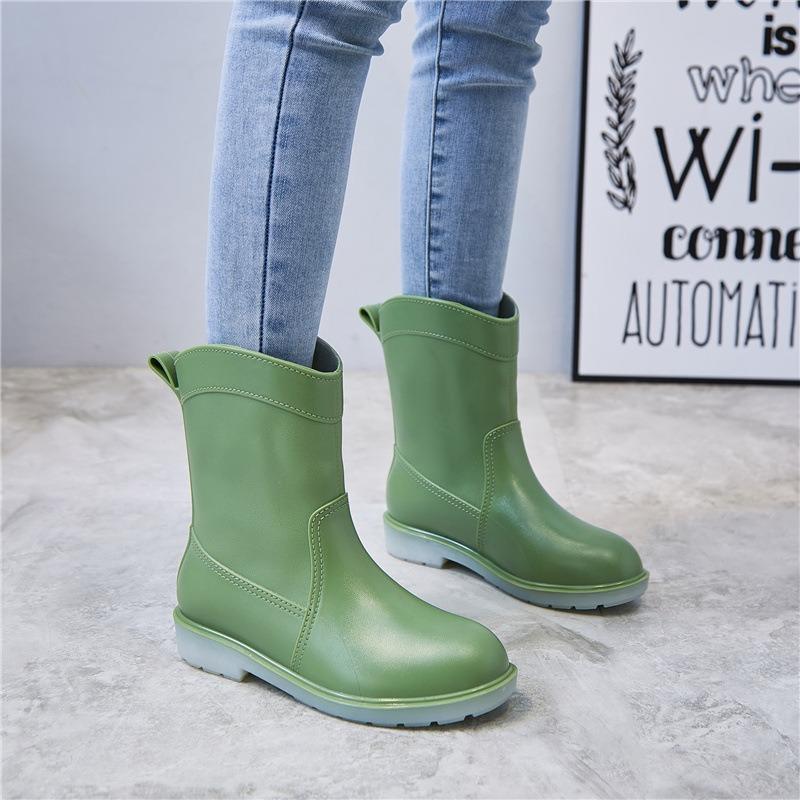 Rain shoes women's new fashion rain boots waterproof and non-slip water shoes lightweight four-season water boots wear-resistant adult