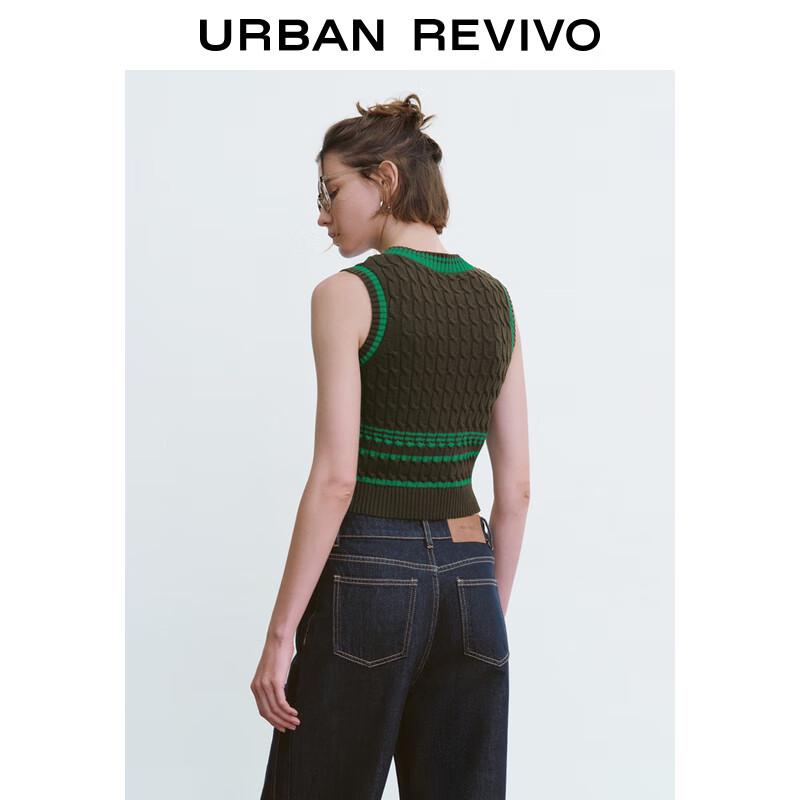 UR Damen Retro Academy Colorblock V-Ausschnitt Strickweste