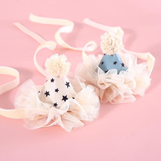 Katzenmütze für Haustiere, Schleifenknoten-Design, leuchtende Farben, hautfreundlich, ultraleichter Spitzenbesatz