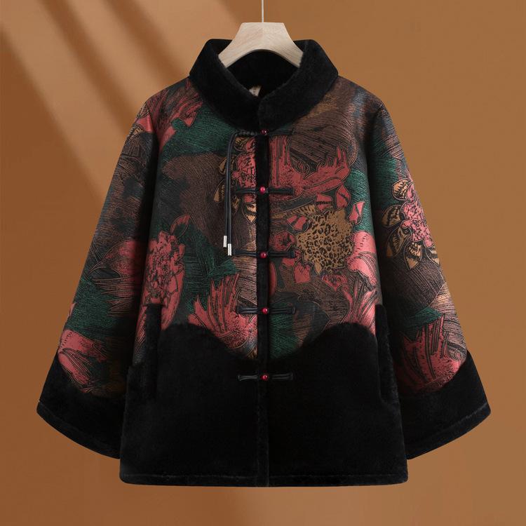 

Middle-aged and Elderly Women s Mink Velvet Jacket Winter New Style Fashionable Mother Thickened Plush Fur Integrated Coat XL красный