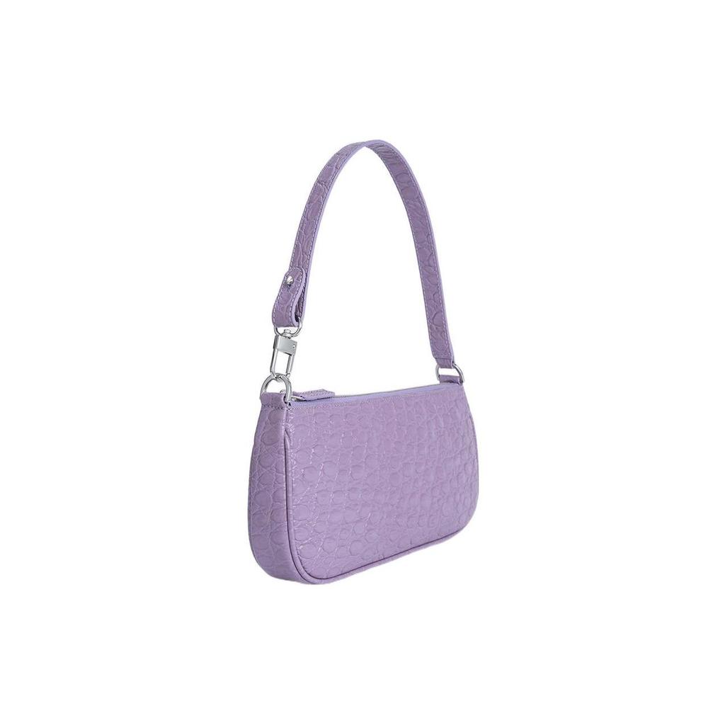 By Far Rachel 27 Solid Color Zipper Closure Crocodile Embossed Leather Tote Shoulder Bag Women bags Misty-Purple 23CRRCLSPRHCCEMED