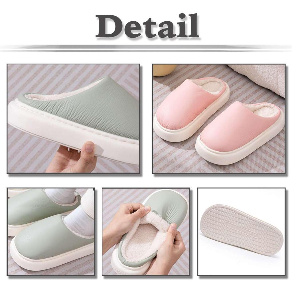 White Fang PU Leather Waterproof Simple and for Men and RS022 Non-Slip One-Size Slippers, Stylish, Women, (Purple)