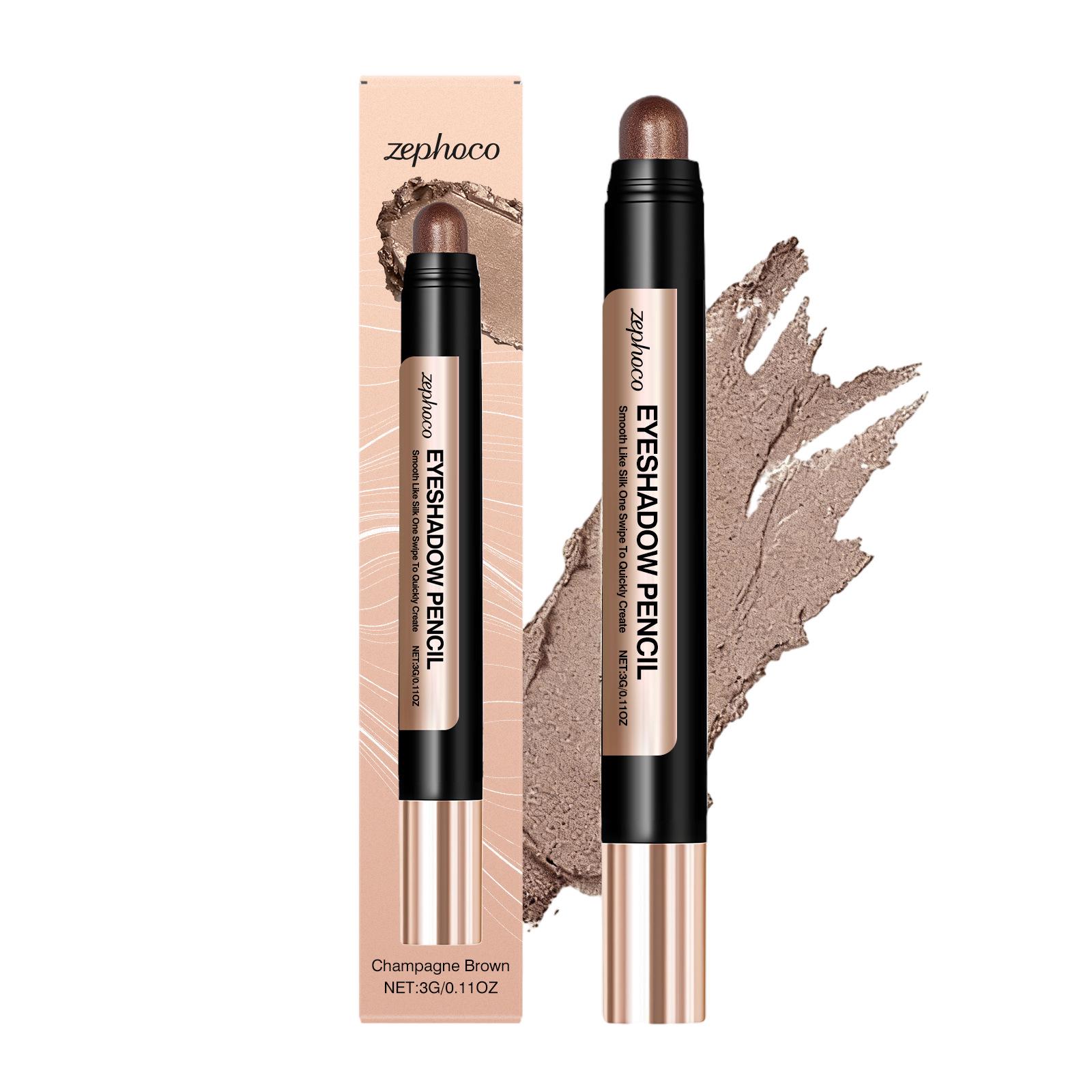 

Zephoco Champagne Brown Pearlescent Eyeshadow Pencil - Smooth Blending & Easy Coloring for Daily Makeup