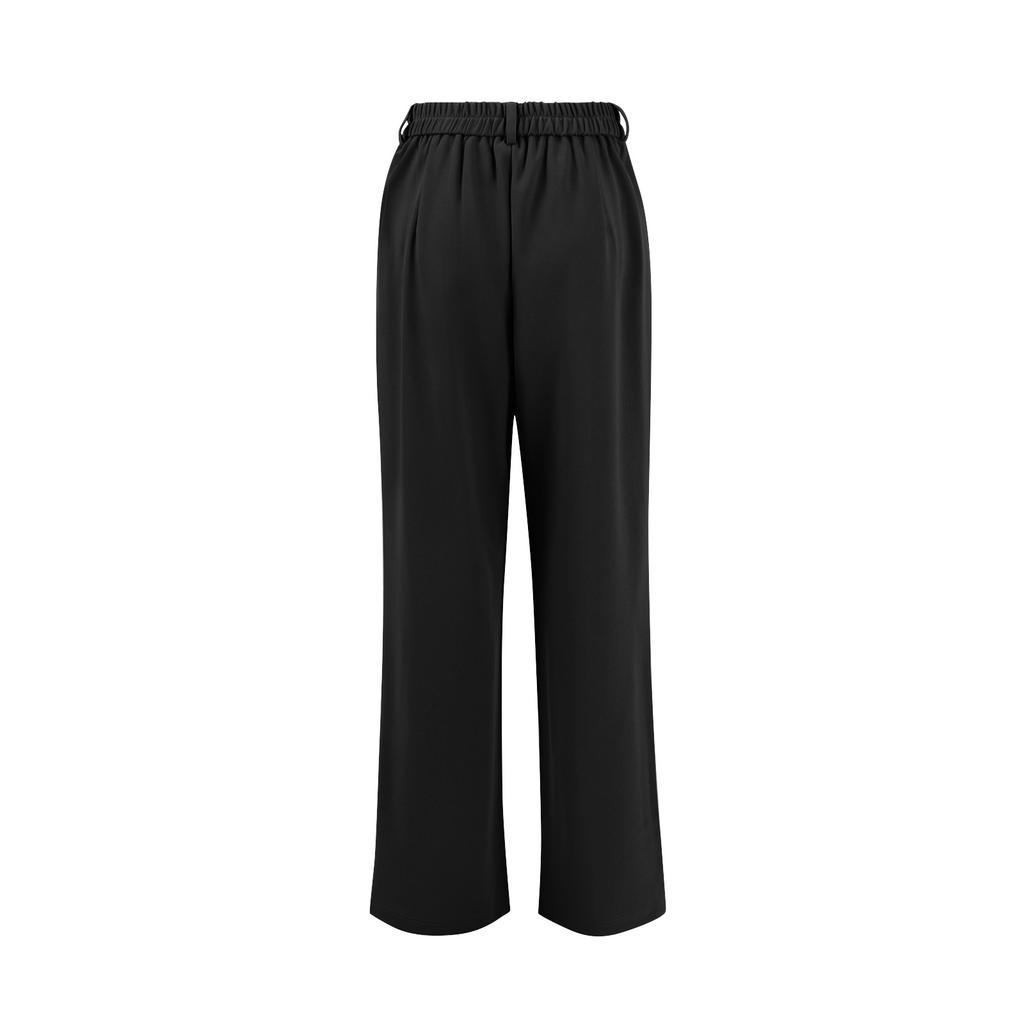 Straight Leg Elastic Button Business Casual Work Pants Knitted Elastic Waist Casual Pants